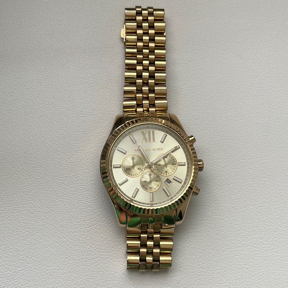 Michael Kors Watch Men's Chronograph Lexington Gold-Tone Stainless Steel